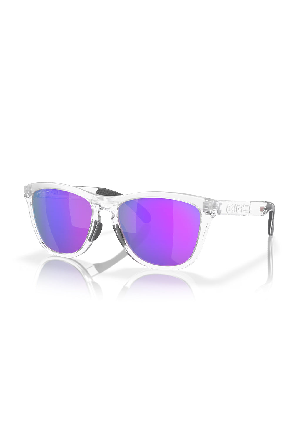 Oakley Frogskins (Low Bridge Fit) Polished Clear Sunglasses W/ Prizm Violet Lens
