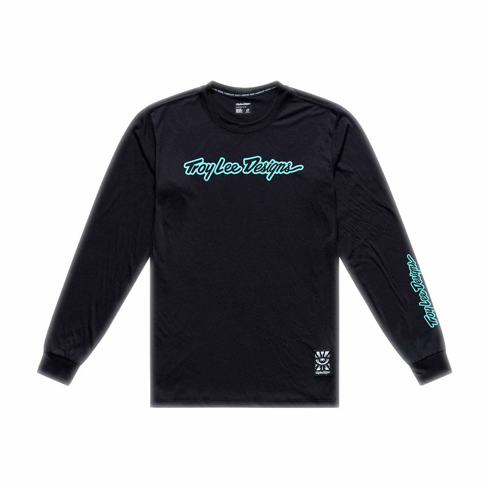 Troy Lee Designs 26.1 Skyline Ride Ls Tee Signature Black / Real Teal 2Xl