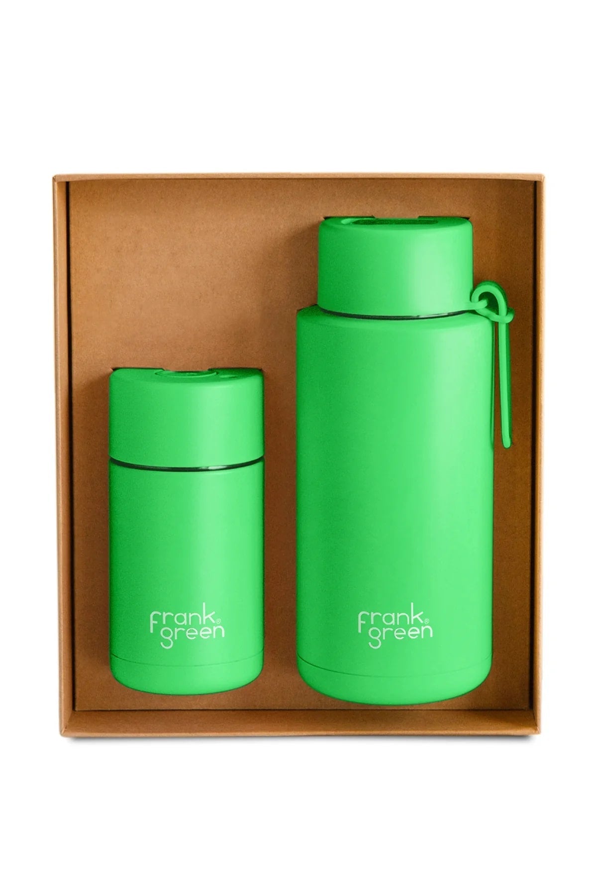 FRANK GREEN GIFT SET- 10OZ CERAMIC REUSABLE CUP + 34oz CREAMIC REUSABLE BOTTLE W/ STRAW LID