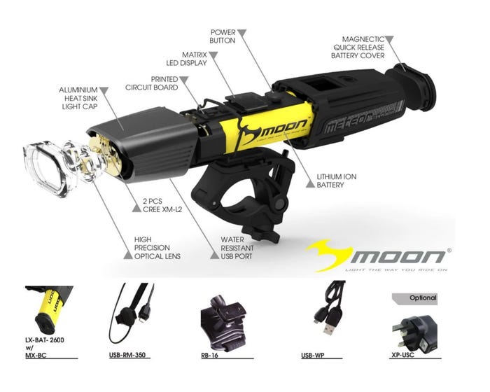 MOON METEOR STORM PRO FRONT LIGHT 2000 LUMENS