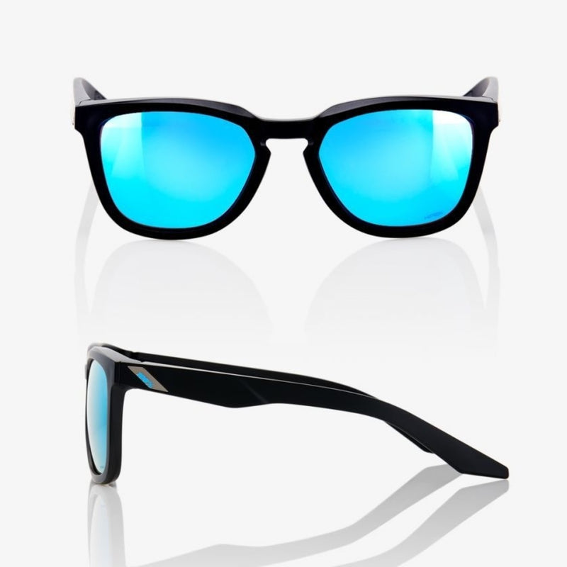 100% Hudson Bike Sunglasses Matte Black - Hiper Blue
