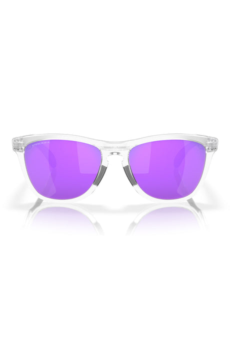Oakley Frogskins (Low Bridge Fit) Polished Clear Sunglasses W/ Prizm Violet Lens