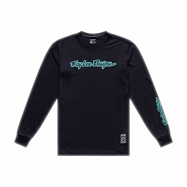 Troy Lee Designs 26.1 Skyline Ride Ls Tee Signature Black / Real Teal 2Xl