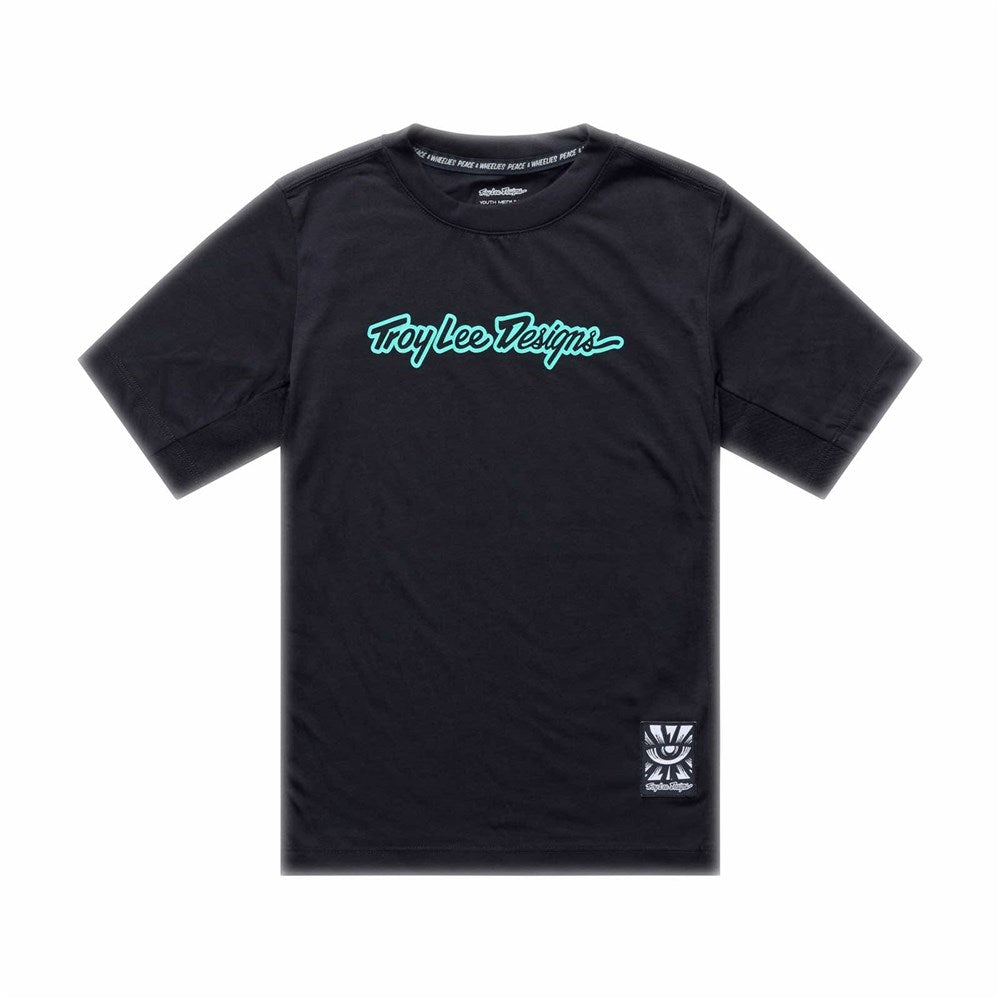 Troy Lee Designs 26.1 Youth Skyline Ride Ss Tee Signature Black / Real Tea Y-Xlg