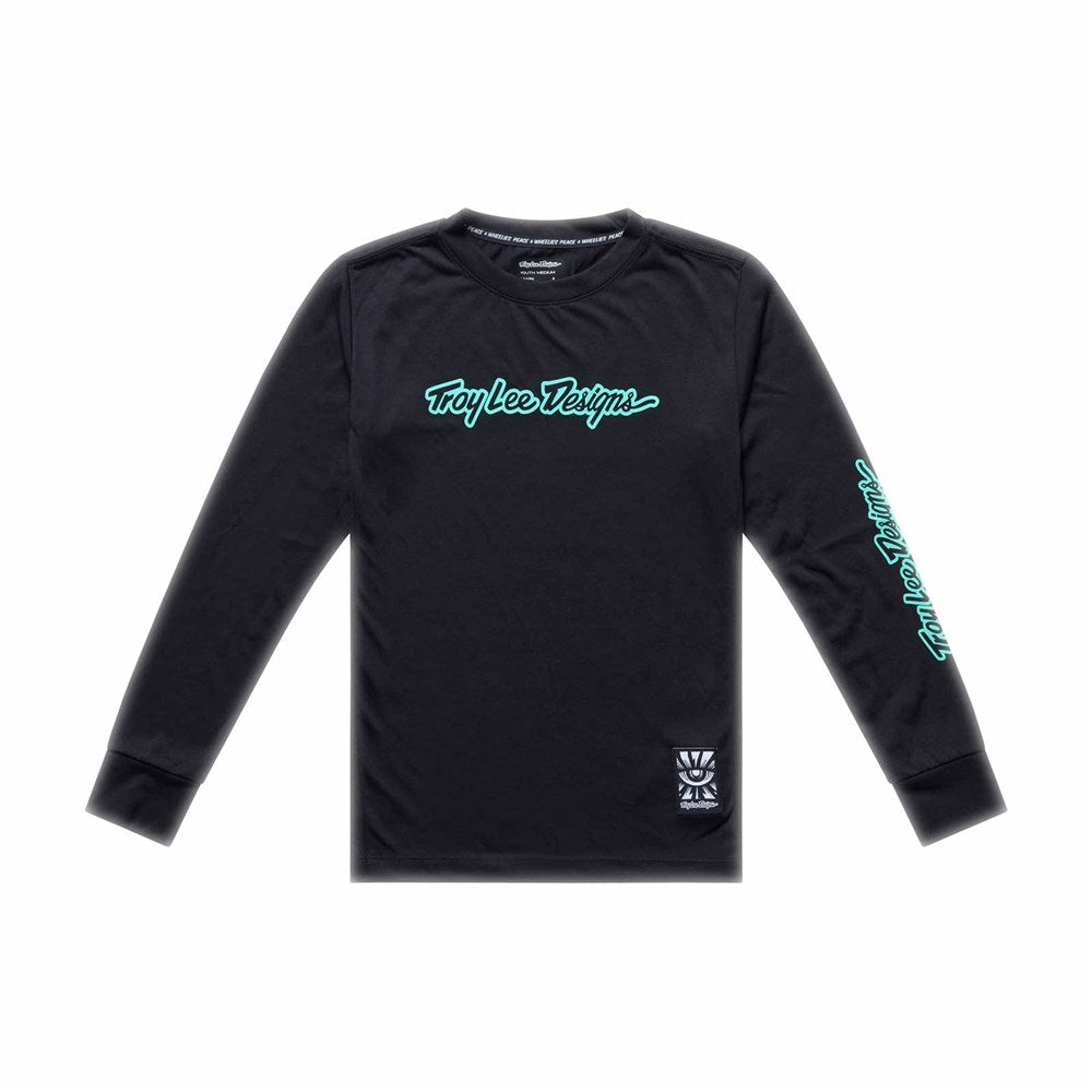 Troy Lee Designs 26.1 Youth Skyline Ride Ls Tee Signature Black / Real Tea Y-Xlg