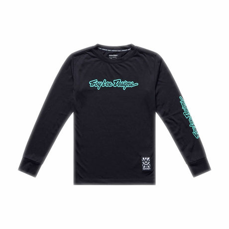 Troy Lee Designs 26.1 Youth Skyline Ride Ls Tee Signature Black / Real Tea Y-Xlg