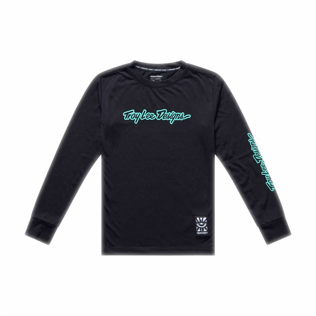 Troy Lee Designs 26.1 Youth Skyline Ride Ls Tee Signature Black / Real Tea Y-Xlg