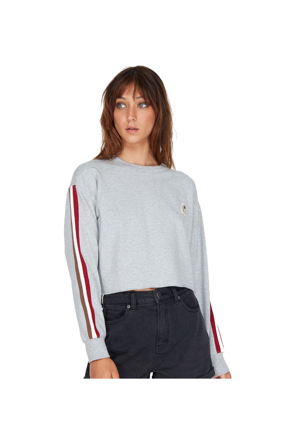 RVCA Women's Crest Crew Jumper Grey Marle