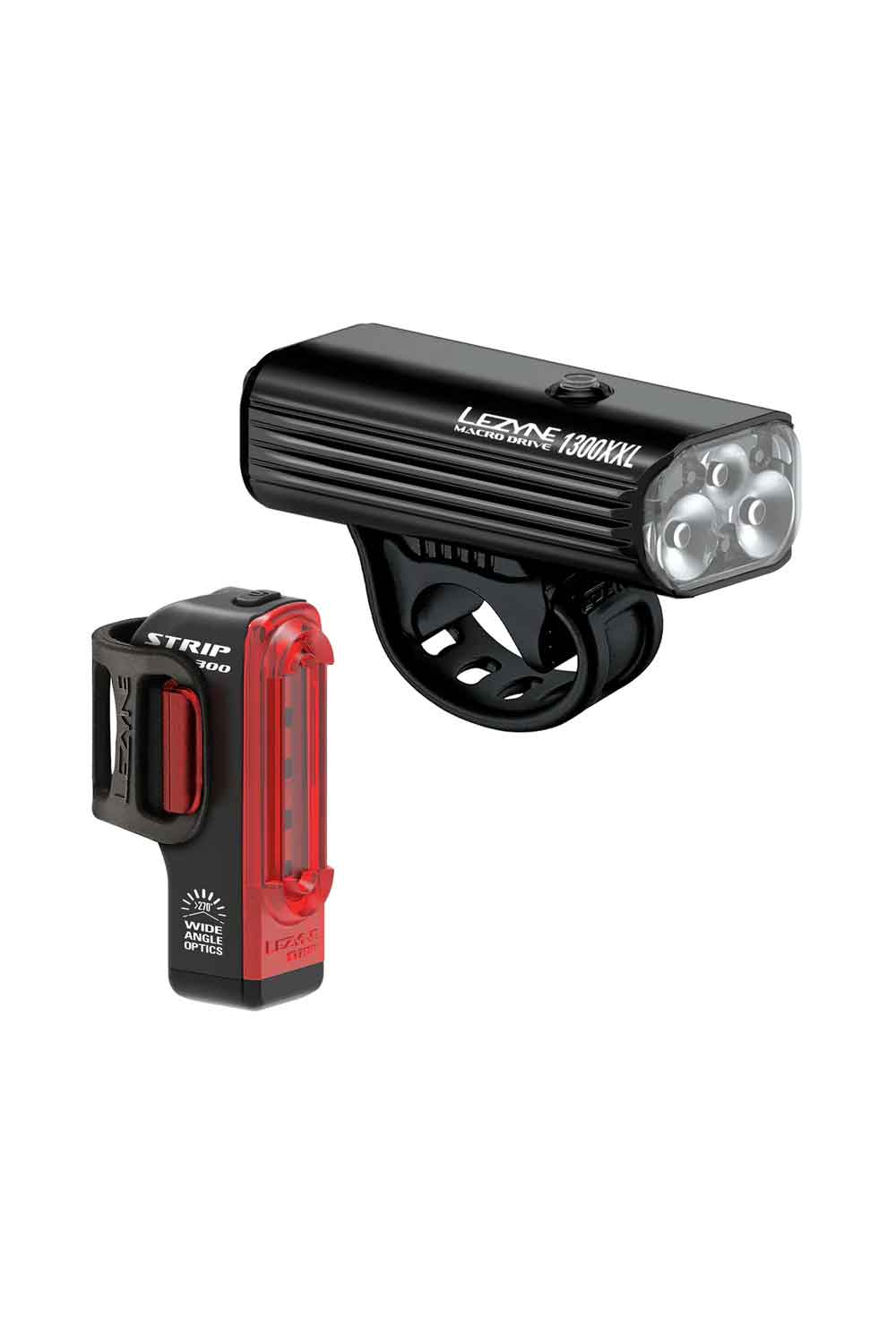 LEZYNE LIGHT PACK MACRO DRIVE 1300XXL FRONT W/ STRIP PRO DRIVE 300 LUMEN REAR