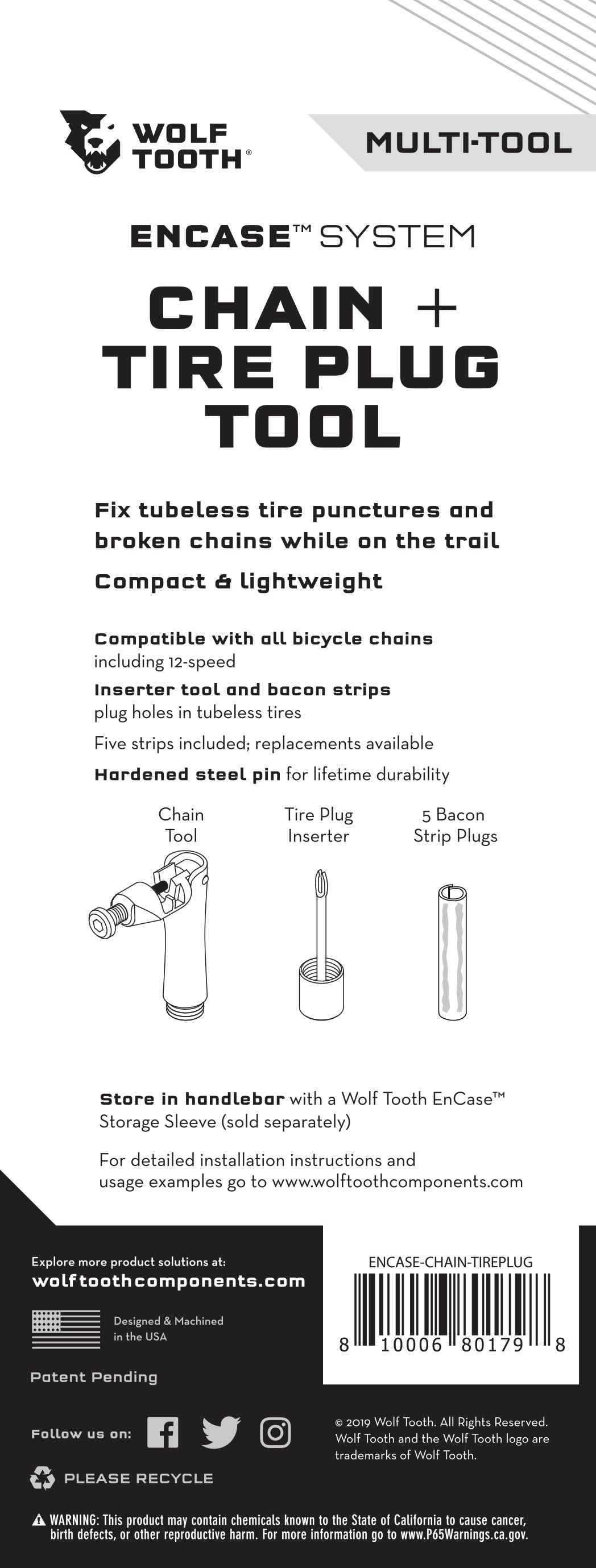 WOLF TOOTH ENCASE SYSTEM - CHAIN+TYE PLUG TOOL