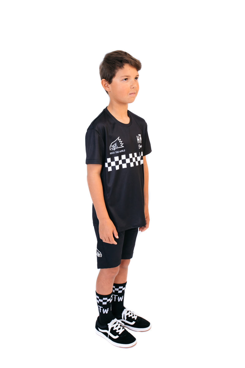 Huck The World YOUTH Short Sleeve Checkers MTB Jersey