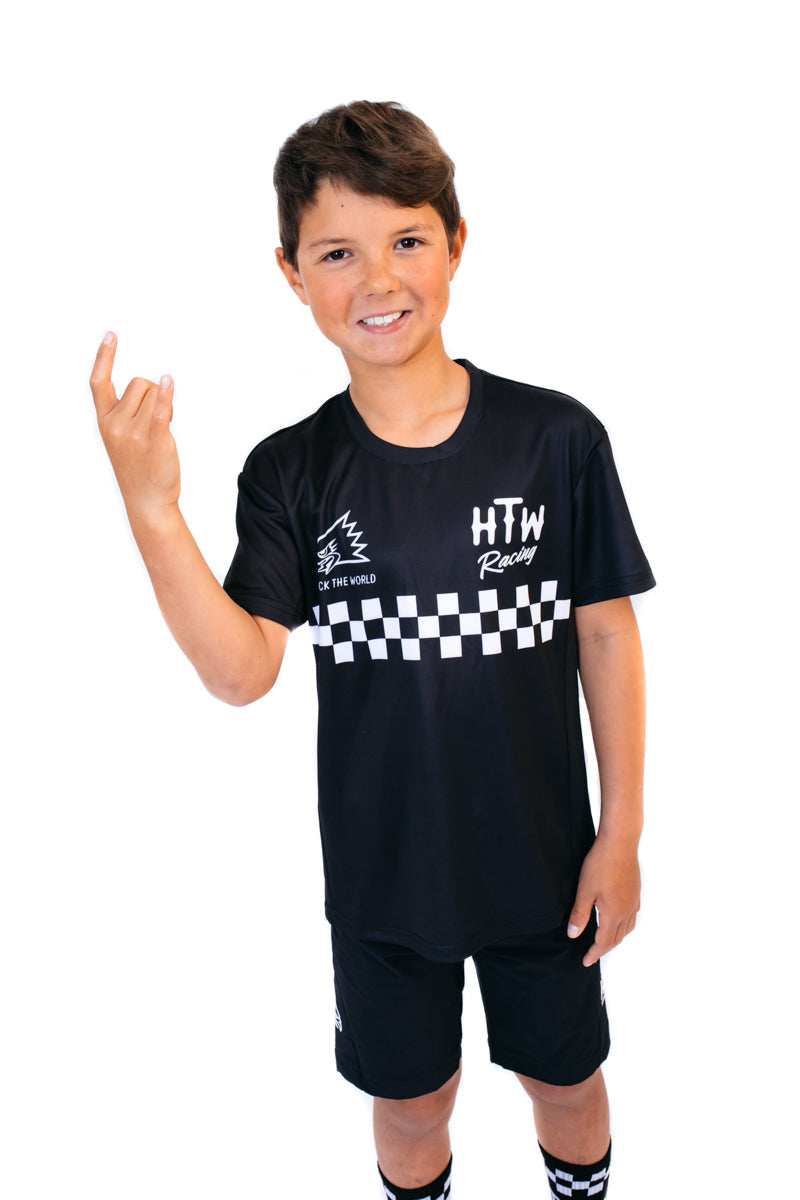Huck The World YOUTH Short Sleeve Checkers MTB Jersey